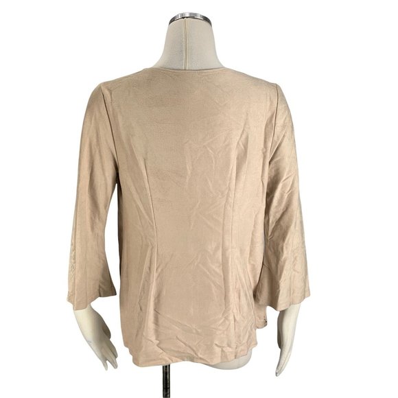 Motherhood Maternity Medium Boho Blouse Velour Tan Beige - Picture 3 of 6